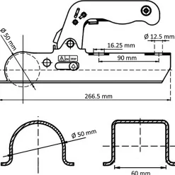 Tête d'attelage 50 mm - Charge 800 kg - GT MARKET