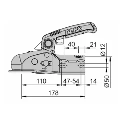 Tête d'attelage AL-KO AK161 SoftDock 1600 Kg - timon diam 50 + Entretoises de réduction diam 35/45 -
