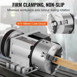 Tête de division, mandrin 3 mâchoires K11-100 mm, diviseur fraiseuse CNC 4ème axe.