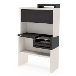 TUOZI - Barbecue bois charbon PLANO PLEGADO COMPLET (Blanc/Noir - 118x50x190cm) REF: 8055 - Robuste et pratique extérieur