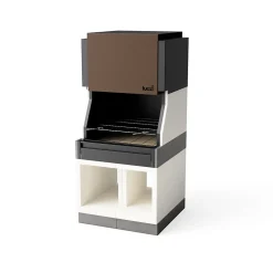 TUOZI - Barbecue fixe bois charbon KITAWAY La Valenciana (Gris/Blanc - 100x100x220cm) REF: T01091 - Jardin terrasse barbecue
