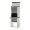 TUOZI - Barbecue fixe bois et charbon PLAN 0 Max Gris/Blanc 59x47x192 cm REF 8031 - Robuste, conçu pour extérieur