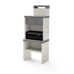 TUOZI - Barbecue fixe pour bois et charbon modèle PLAN 1 MAx(Gris/Blanc - 78x47x192cm) REF: 8041 - FormatxL, parfait extérieur