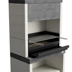TUOZI - Barbecue fixe pour bois et charbon modèle PLAN 1 MAx(Gris/Blanc - 78x47x192cm) REF: 8041 - FormatxL, parfait extérieur