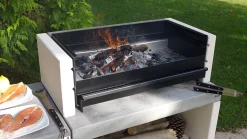 TUOZI - Barbecue fixe pour charbon modèle PLAN 0 (Gris/Blanc - 59x47x102cm) REF: 8020 - Compact, idéal balcons et jardins