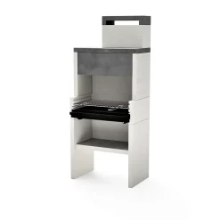 TUOZI - Barbecue fixe pour charbon modèle VENIT FLEXPLUS HOTTE (Gris/Blanc - 78x47x185cm) REF: 8065 - Design moderne et résistant