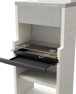 TUOZI - Barbecue fixe pour charbon modèle VENIT FLEXPLUS HOTTE (Gris/Blanc - 78x47x185cm) REF: 8065 - Design moderne et résistant