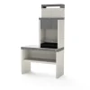TUOZI - Barbecue fixe pour charbon modèle PLAN 2 (Gris/Blanc - 110x47x192cm) REF: 8035 - Large surface de cuisson extérieure