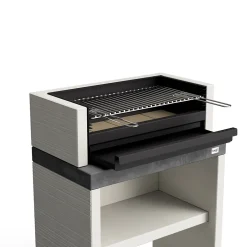 TUOZI - Barbecue fixe pour charbon modèle PLAN 1 PLUS (Gris/Blanc - 78x47x102cm) REF: 8025/1 - Résistant, idéal pour extérieur