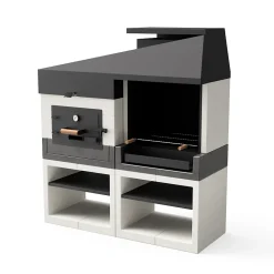 TUOZI - Cuisine Extérieure Kitaway Otte Barbecue + Four - 168 x 63 x 192 cm. Barbecue en Pierre avec Four à Bois pour Jardin