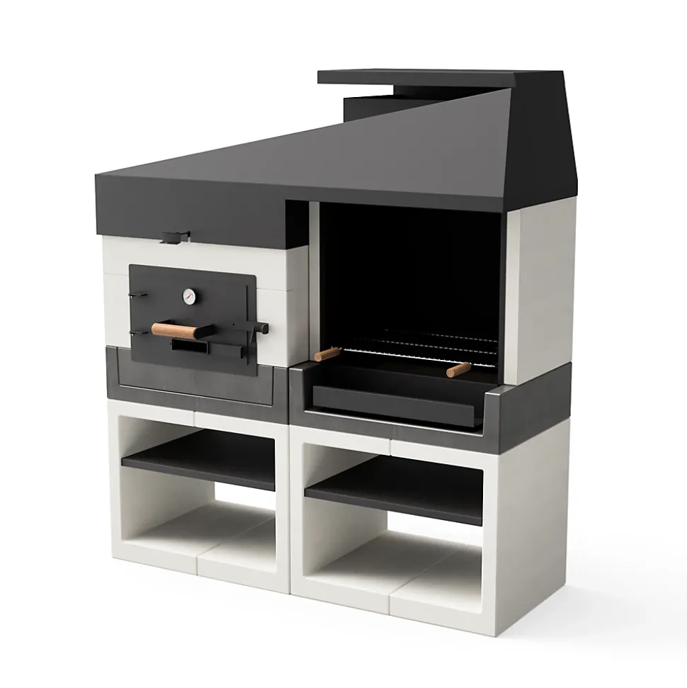TUOZI - Cuisine Extérieure Kitaway Otte Barbecue + Four - 168 x 63 x 192 cm. Barbecue en Pierre avec Four à Bois pour Jardin
