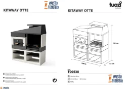TUOZI - Cuisine Extérieure Kitaway Otte Barbecue + Four - 168 x 63 x 192 cm. Barbecue en Pierre avec Four à Bois pour Jardin