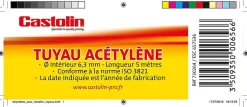 Tuyau acétylène diamètre intérieur Castolin Ø6,3, l. 5 m