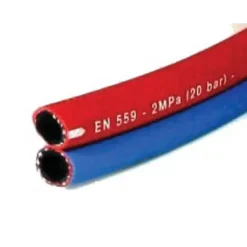 Tuyau de gaz en caoutchouc jumelé diamètre 6,3x12mm pour oxygène / acetylène, longueur 25m, 10 bars - GCE CHARLEDAVE - W000010077