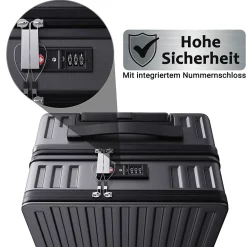 Valise 2 Pièces, Coque Rigide En Abs, Serrure à Combinaison Tsa Et Poignée Télescopique, Noire