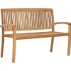 vidaXL Banc 2 places empilable de jardin 128,5 cm Bois de teck solide