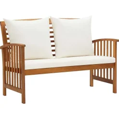 vidaXL Banc de Jardin avec Coussins Banc de Patio Banc de Terrasse Meuble de Terrasse Arrière-Cour Extérieur 119 cm Bois 310260