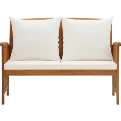 vidaXL Banc de Jardin avec Coussins Banc de Patio Banc de Terrasse Meuble de Terrasse Arrière-Cour Extérieur 119 cm Bois 310260