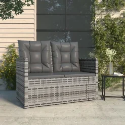 vidaXL Banc de jardin avec coussins Gris 105 cm Résine tressée 362319