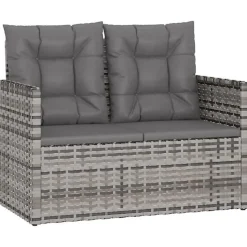 vidaXL Banc de jardin avec coussins Gris 105 cm Résine tressée 362319