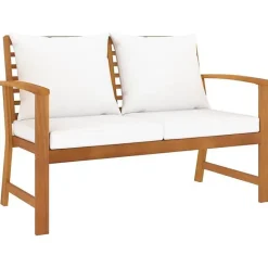 vidaXL Banc de jardin avec coussin crème 120 cm Bois solide d'acacia
