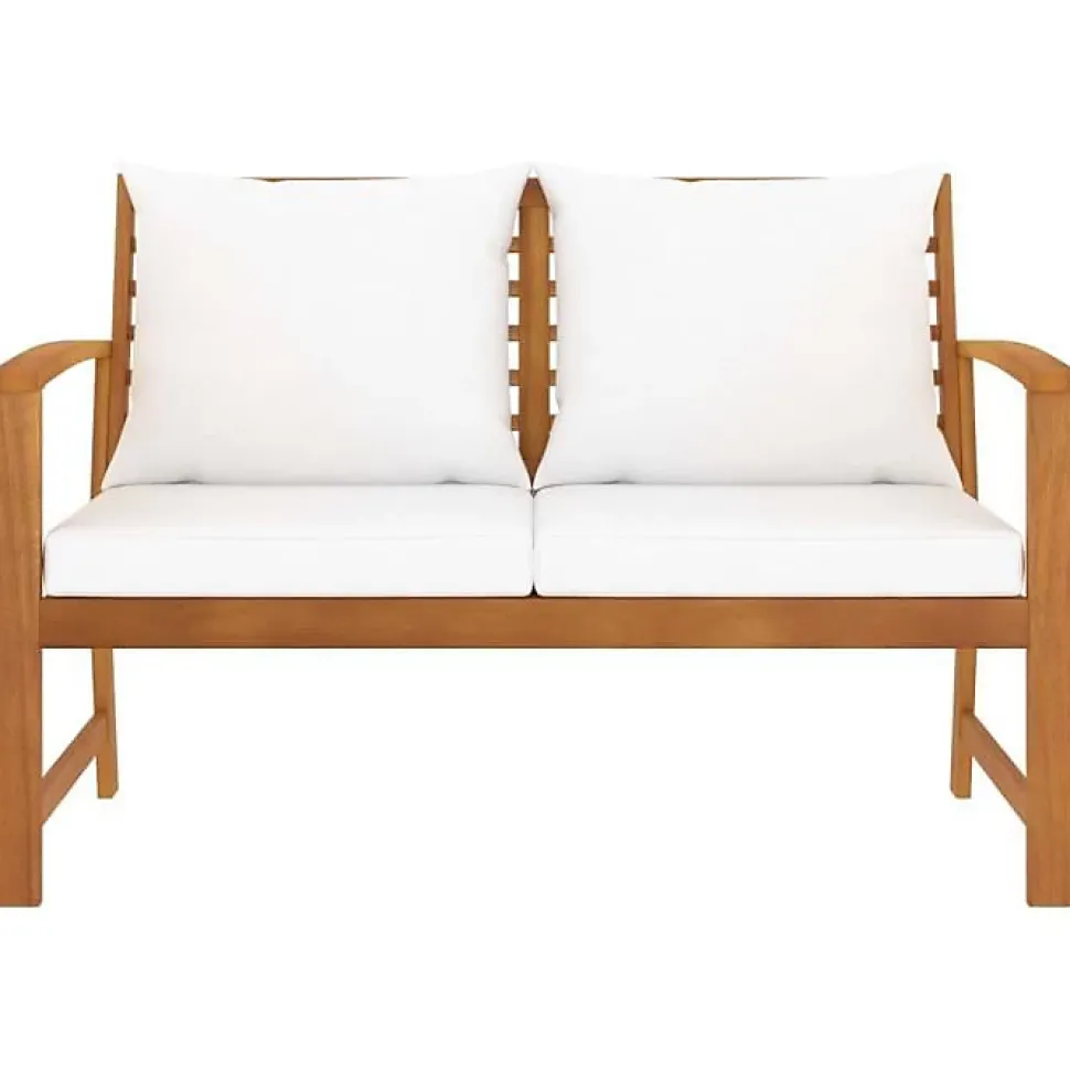 vidaXL Banc de jardin avec coussin crème 120 cm Bois solide d'acacia