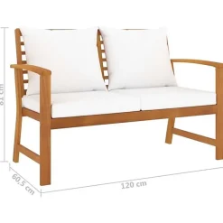 vidaXL Banc de jardin avec coussin crème 120 cm Bois solide d'acacia