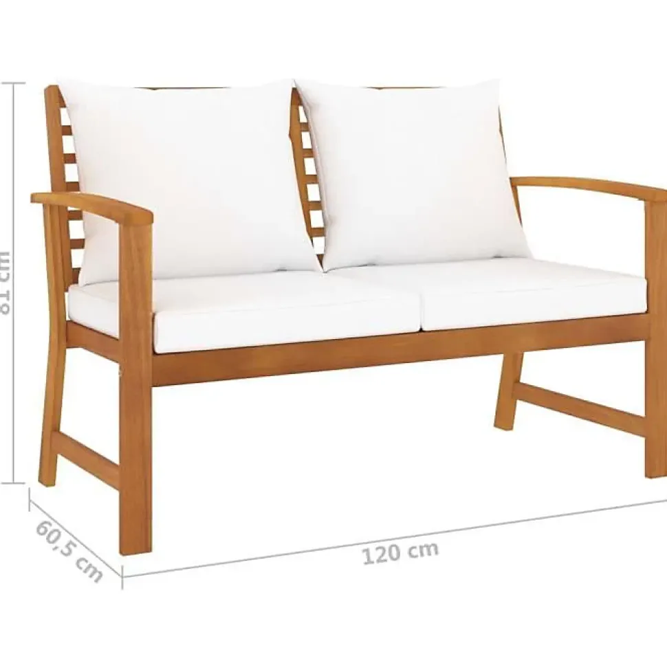 vidaXL Banc de jardin avec coussin crème 120 cm Bois solide d'acacia
