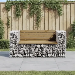 vidaXL Banc de jardin design gabion 143x71x65,5cm bois de pin imprégné 834379