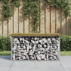 vidaXL Banc de jardin design gabion 83x44x42 cm bois de pin imprégné 834358