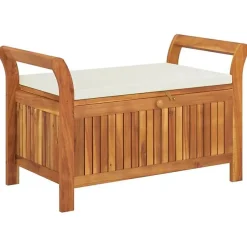 vidaXL Banc de rangement de jardin avec coussin 91 cm Bois d'acacia, mobilier de jardin, causeuse, siège de jardin, mobilier 31971