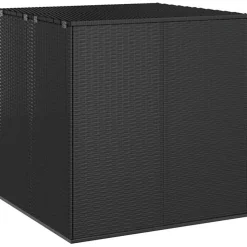 vidaXL Boîte à coussins de jardin Résine tressée 100x97,5x104 cm Noir