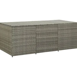 vidaXL Boîte de rangement de jardin résine tressée 180x90x70 cm gris 46479