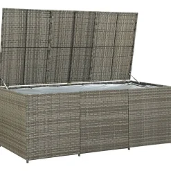vidaXL Boîte de rangement de jardin résine tressée 180x90x70 cm gris 46479