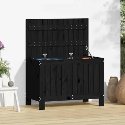 vidaXL Boîte de rangement de jardin Noir 76x42,5x54 cm Bois massif pin 823826