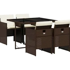vidaXL Ensemble à manger de jardin 5 pcs et coussins marron poly rotin 3277664