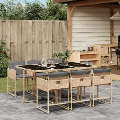 vidaXL Ensemble à Manger de Jardin avec Coussins 7 pcs, Table et Chaises à Dossier Rabattable, Meubles d'Extérieur Patio 3211272