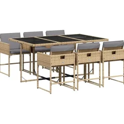 vidaXL Ensemble à Manger de Jardin avec Coussins 7 pcs, Table et Chaises à Dossier Rabattable, Meubles d'Extérieur Patio 3211272