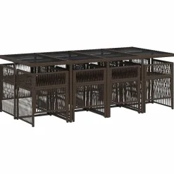vidaXL Ensemble à Manger de Jardin avec Coussins 9 pcs, Table et Chaises à Dossier Rabattable, Meubles d'Extérieur Patio 3210921