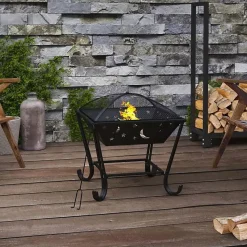 vidaXL Foyer avec tisonnier 50 cm XXL acier, chauffage, chauffe-terrasse, foyer extérieur, cheminée, chauffage d'extérieur, 360065