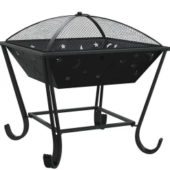 vidaXL Foyer avec tisonnier 50 cm XXL acier, chauffage, chauffe-terrasse, foyer extérieur, cheminée, chauffage d'extérieur, 360065