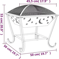 vidaXL Foyer avec tisonnier 50 cm XXL acier, chauffage, chauffe-terrasse, foyer extérieur, cheminée, chauffage d'extérieur, 360065