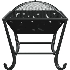 vidaXL Foyer avec tisonnier 50 cm XXL acier, chauffage, chauffe-terrasse, foyer extérieur, cheminée, chauffage d'extérieur, 360065
