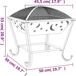 vidaXL Foyer avec tisonnier 50 cm XXL acier, chauffage, chauffe-terrasse, foyer extérieur, cheminée, chauffage d'extérieur, 360065