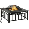 vidaXL Foyer avec tisonnier 79x79x46,5 cm XXL acier, chauffage, chauffe-terrasse, foyer extérieur, cheminée, chauffage 360061