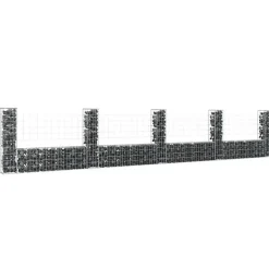 vidaXL Panier de gabion en forme de U avec 5 poteaux Fer 500x20x100 cm