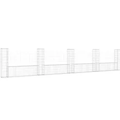 vidaXL Panier de gabion en forme de U avec 5 poteaux Fer 500x20x100 cm