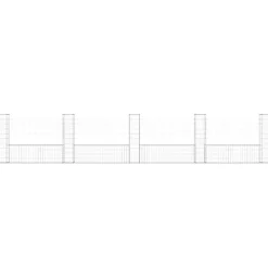 vidaXL Panier de gabion en forme de U avec 5 poteaux Fer 500x20x100 cm