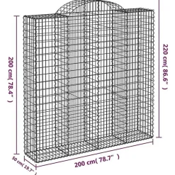 vidaXL Paniers à gabions arqués 4 pcs 200x50x200-220 cm Fer galvanisé 3146427