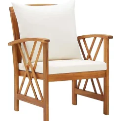 vidaXL Salon de Jardin 5 pcs avec Coussins Mobilier de Patio Meubles de Terrasse Mobilier de Jardin Meubles d'Extérieur Bois 30579